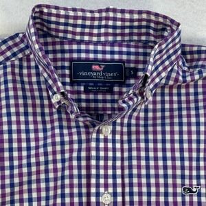 Vineyard Vines Whale Shirt Mens Small Purple Blue Gingham Button Down 1W6064